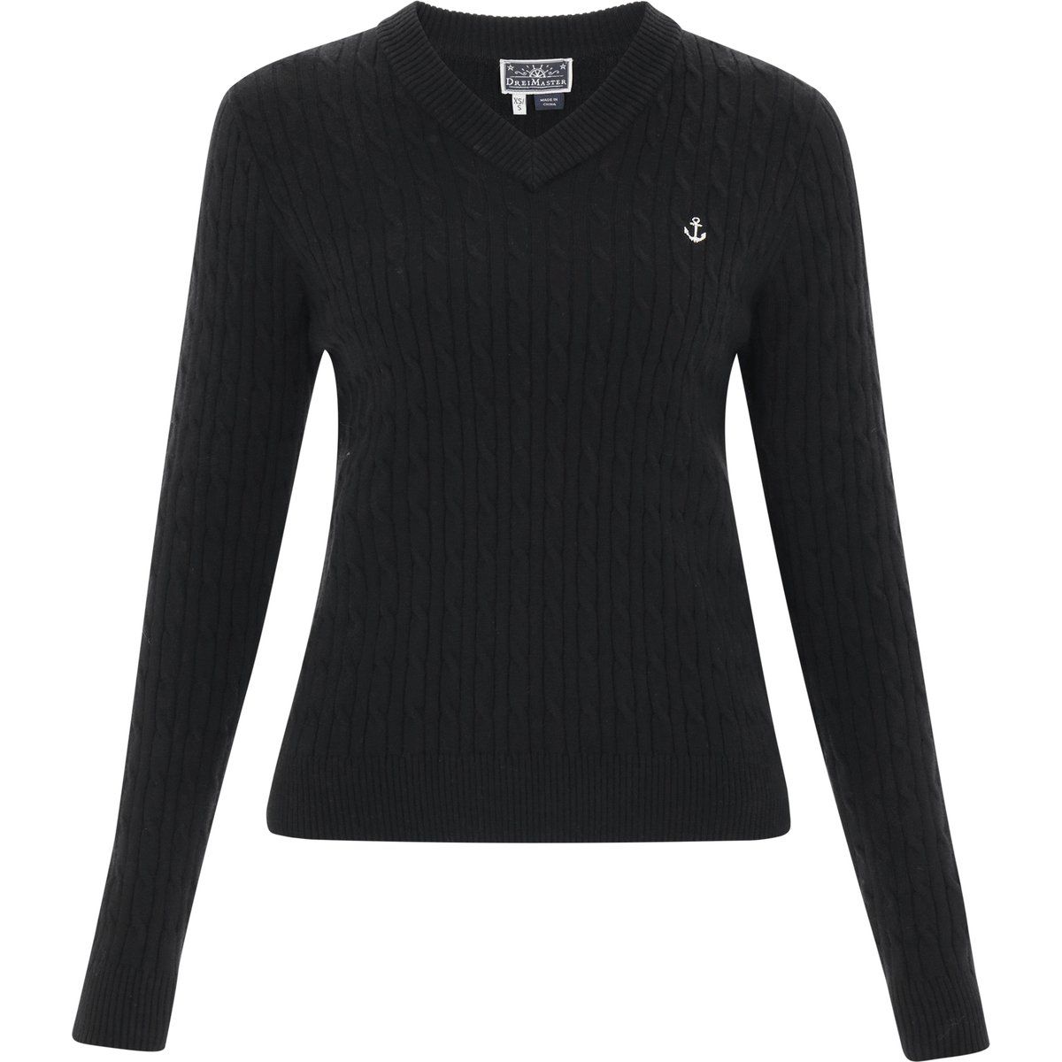 V-Ausschnitt-Pullover mit Zopfmuster