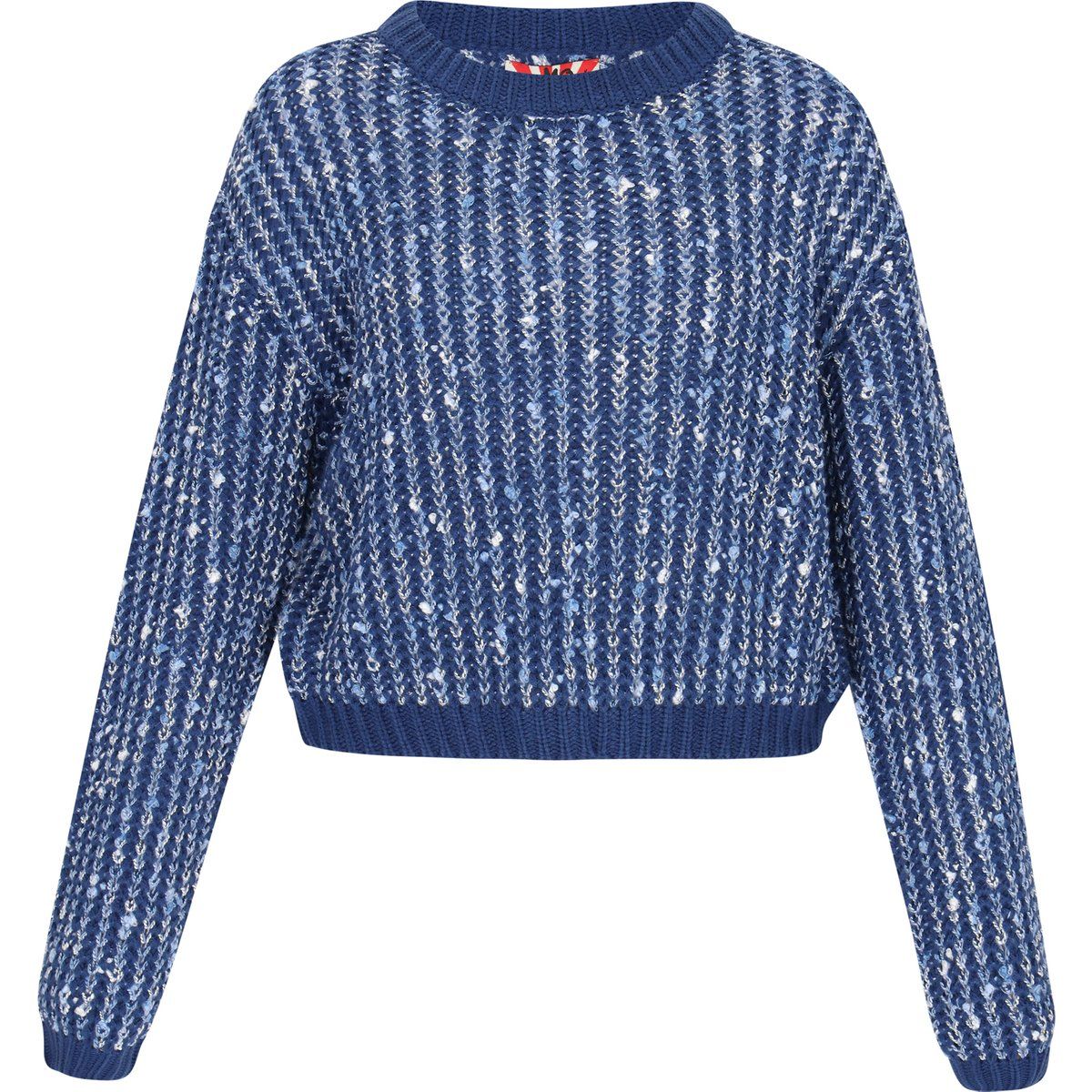 Kurz geschnittener Melange-Strickpullover