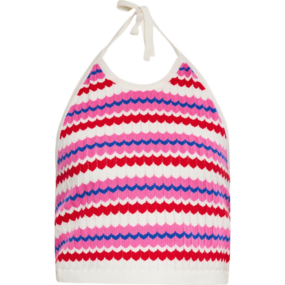 Gehäkeltes Neckholder-Top mit Zickzack-Muster