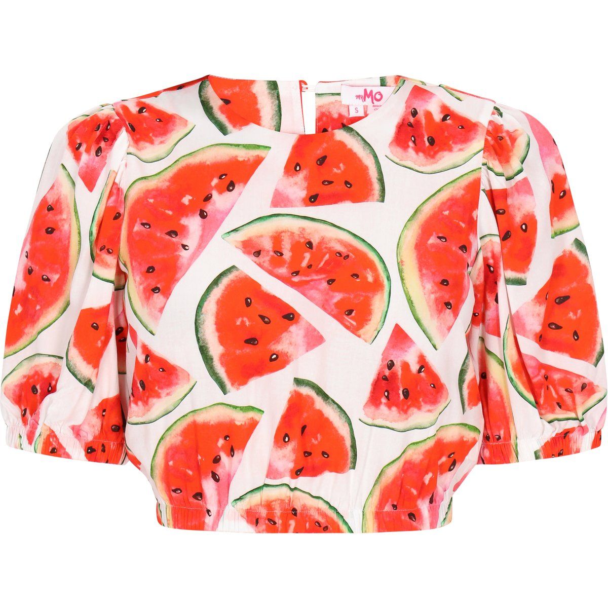 Verspielte Crop-Bluse mit Wassermelonen-Print