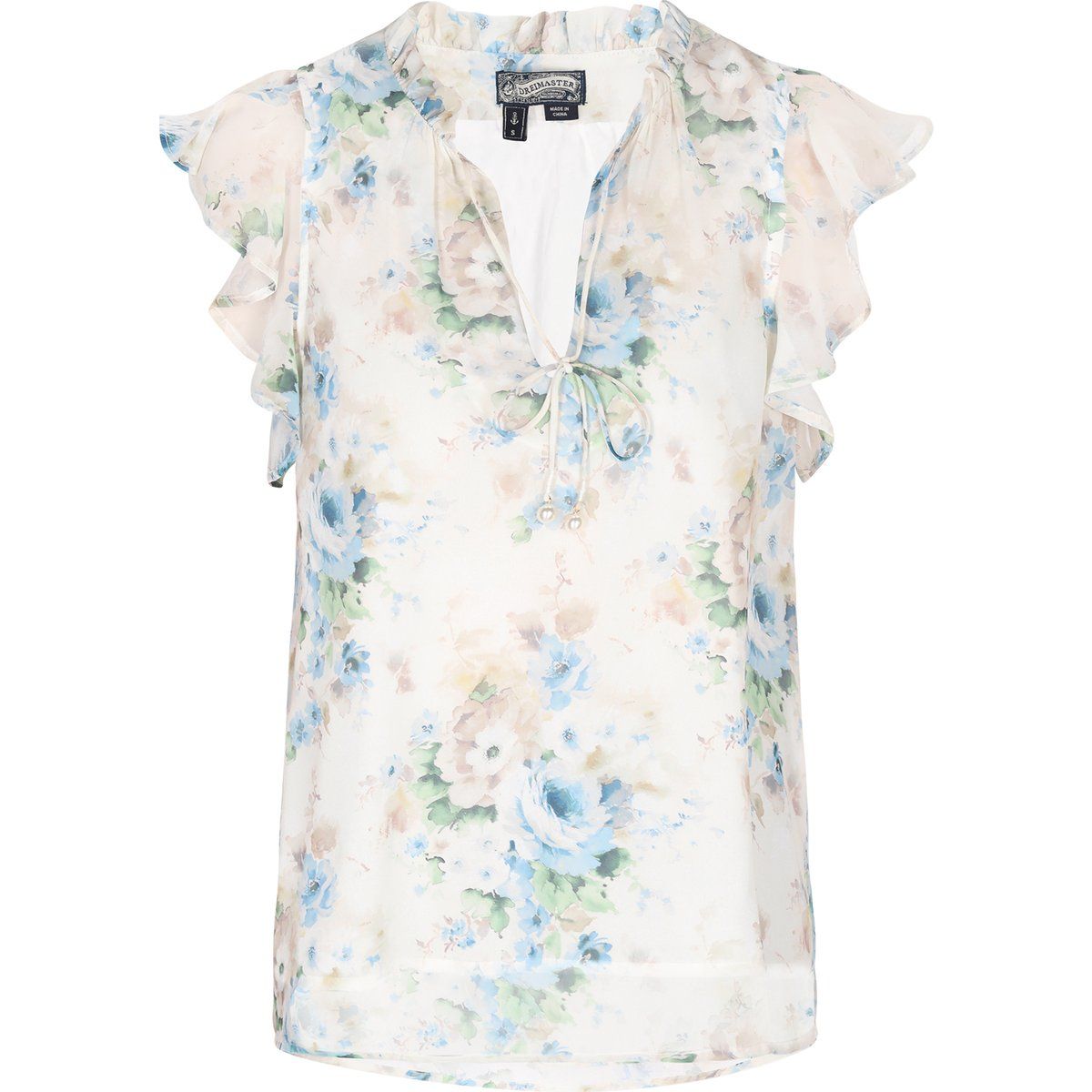 Chiffonbluse mit Blumenmuster und Flügelärmeln