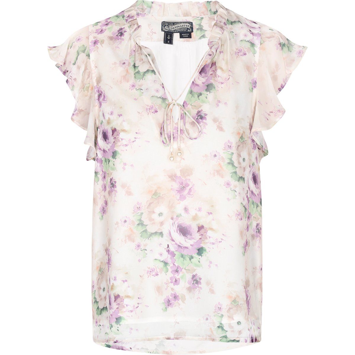 Florale Chiffonbluse mit Rüschen
