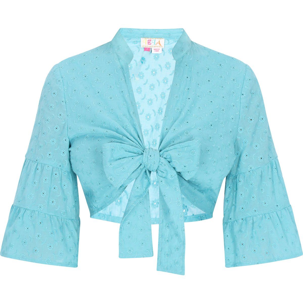 Lochstickerei-Bluse mit Bindeschleife