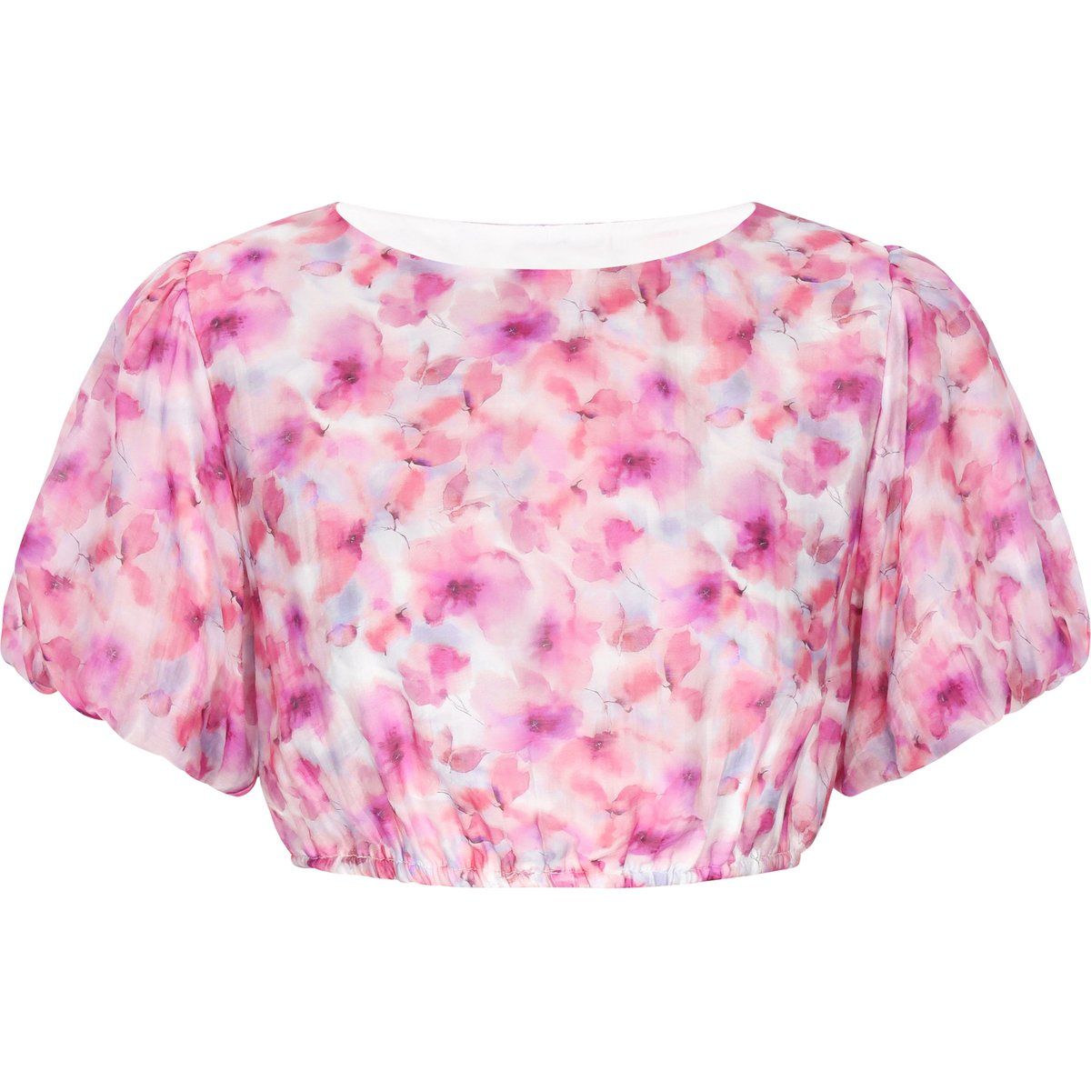 Kurzes Chiffon-Oberteil mit Blumenmuster