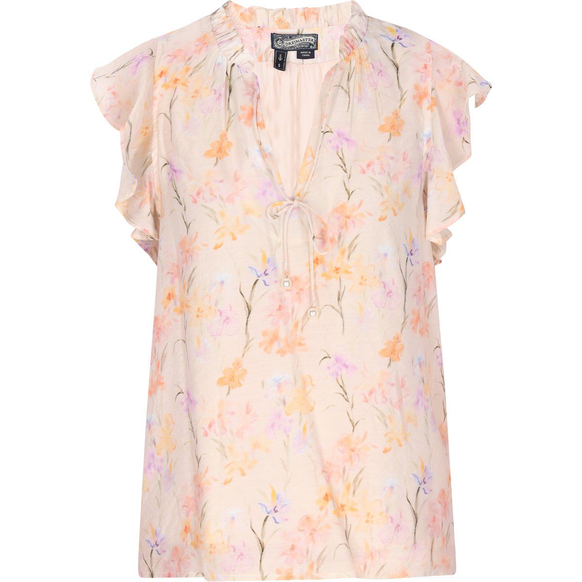Chiffonbluse mit Blumenmuster und Rüschen
