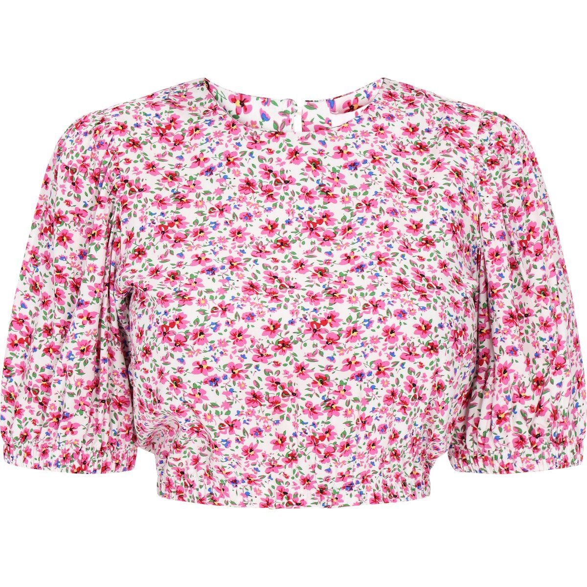 Bauchfreie Bluse mit Puffärmeln
