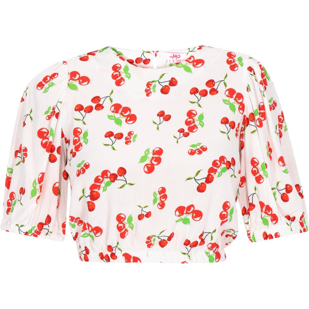 Verspielte Crop-Bluse mit Kirschprint