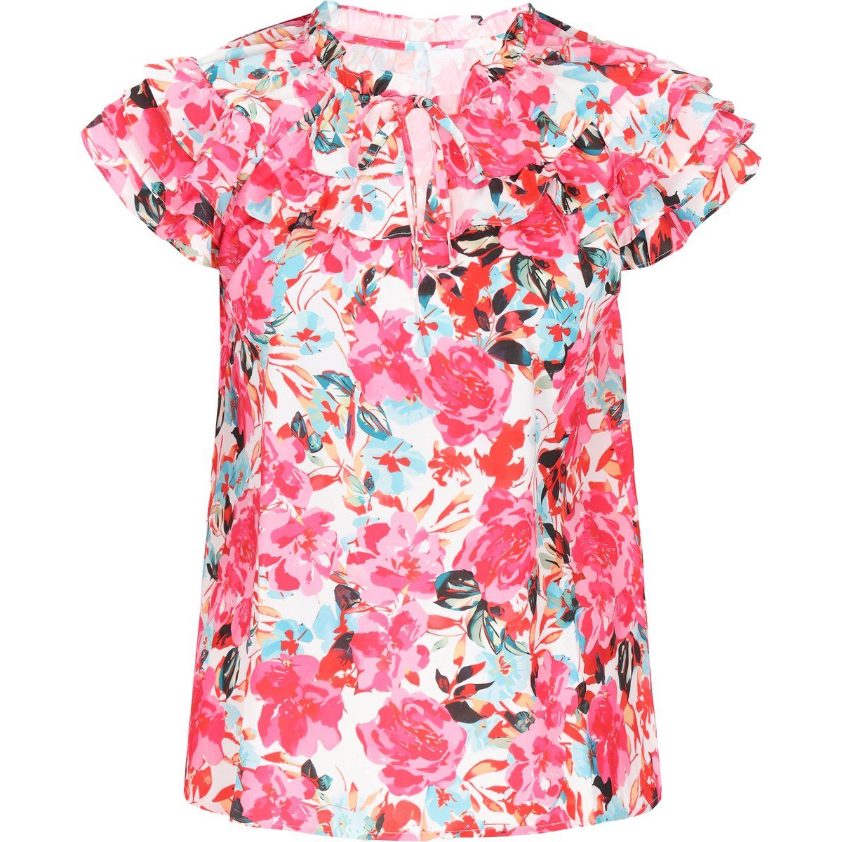 Geblümte Bluse mit Rüschendetails