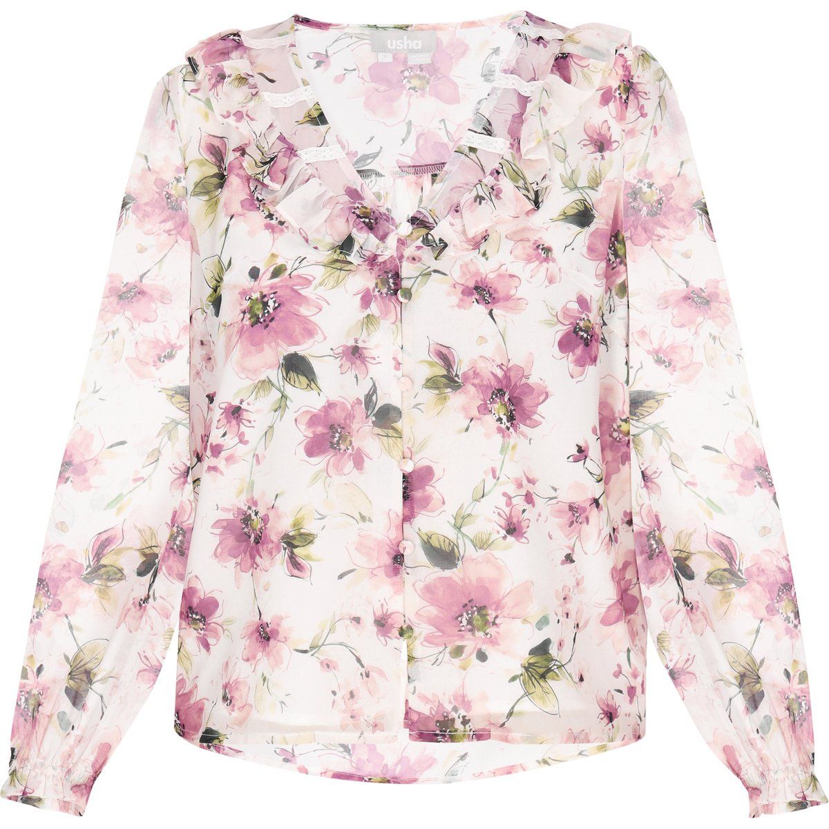 Romantisches Chiffonhemd mit Blumenmuster