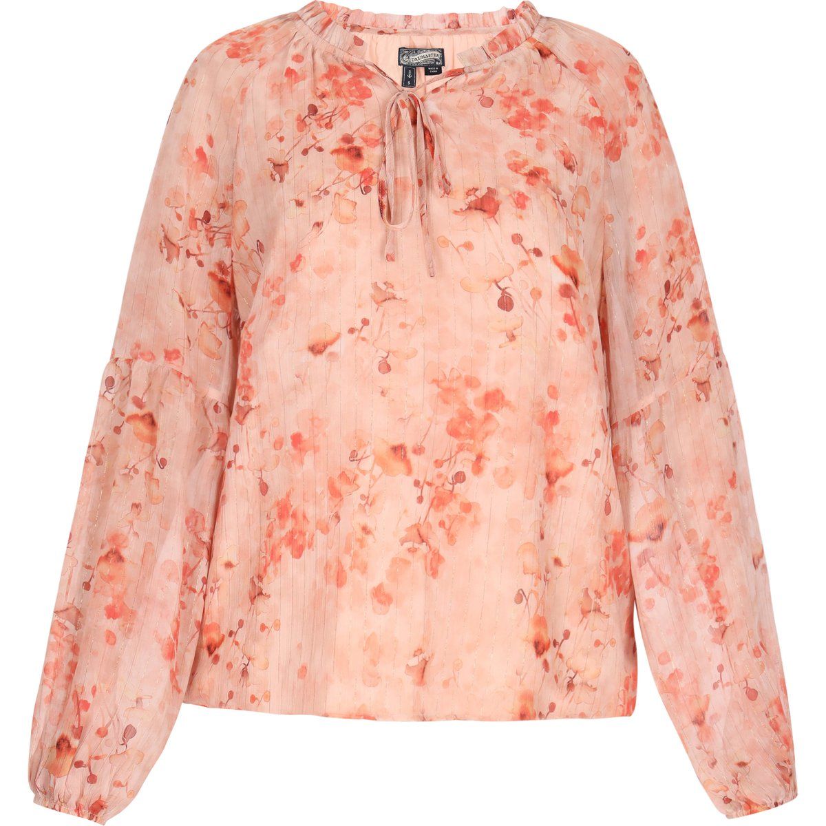 Florale Chiffon-Bluse mit Metallic-Akzenten