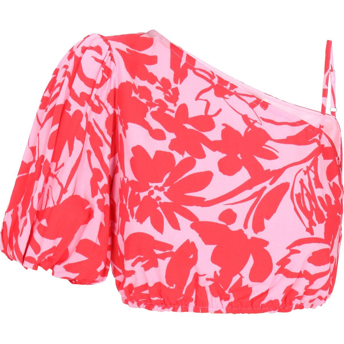 One-Shoulder-Bluse mit Blumenmuster