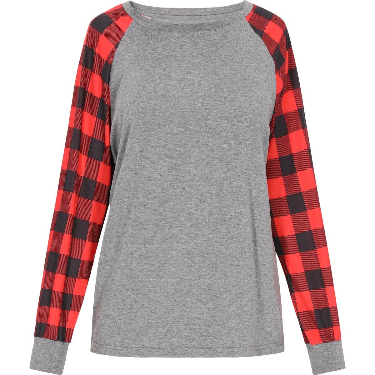 Raglan-Sweatshirt mit karierten Ärmeln