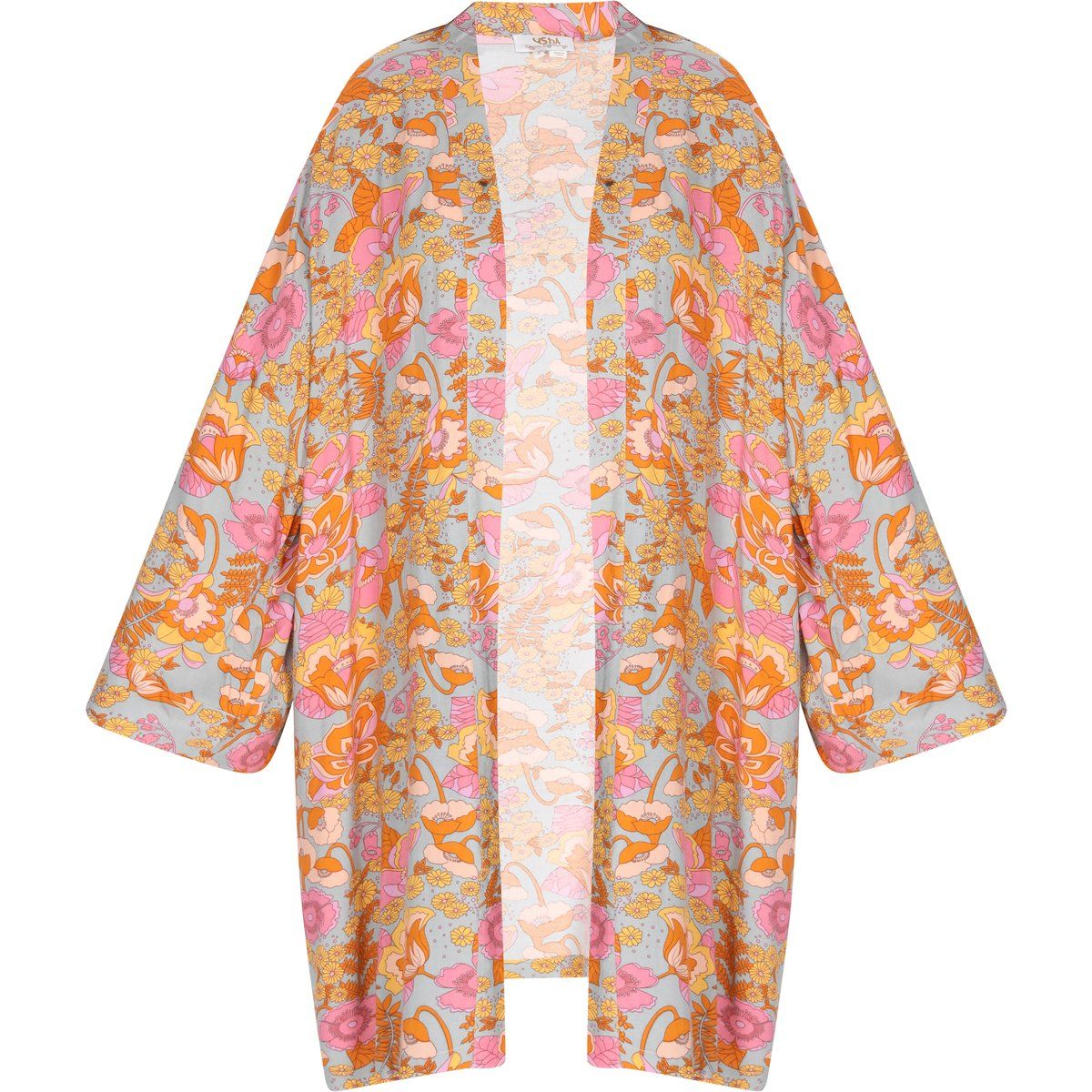 Boho-Kimono mit buntem Blumenmuster