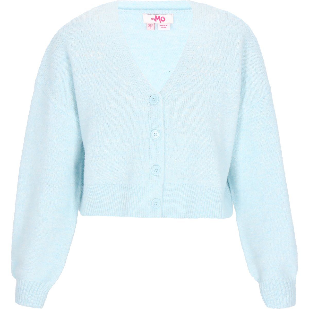 Kurzer Melange-Cardigan mit V-Ausschnitt