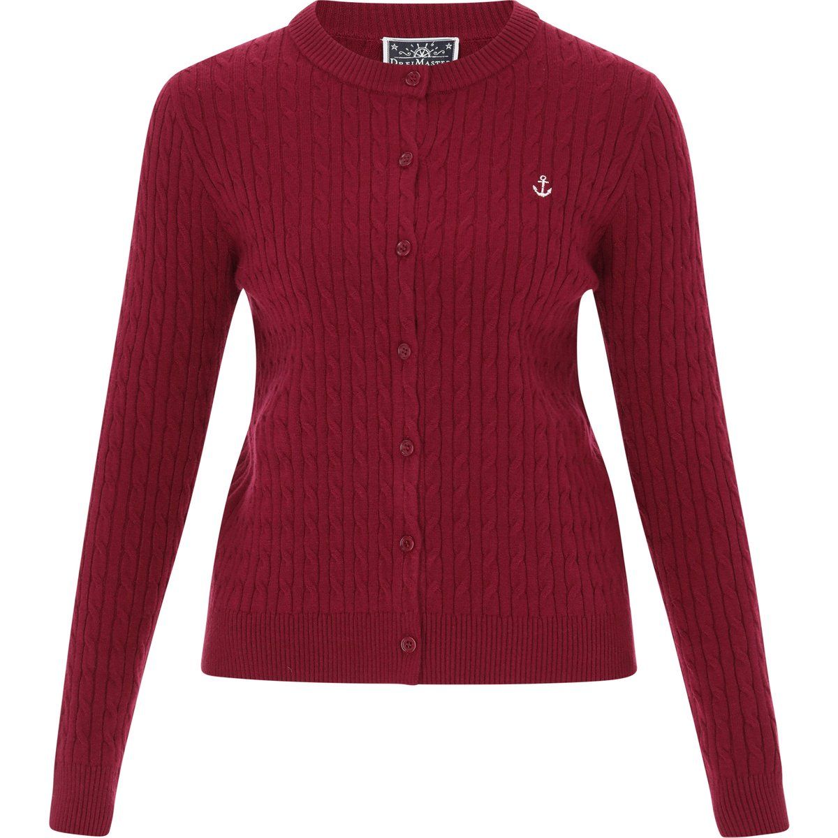 Klassischer Zopfmuster-Cardigan mit Rundhalsausschnitt