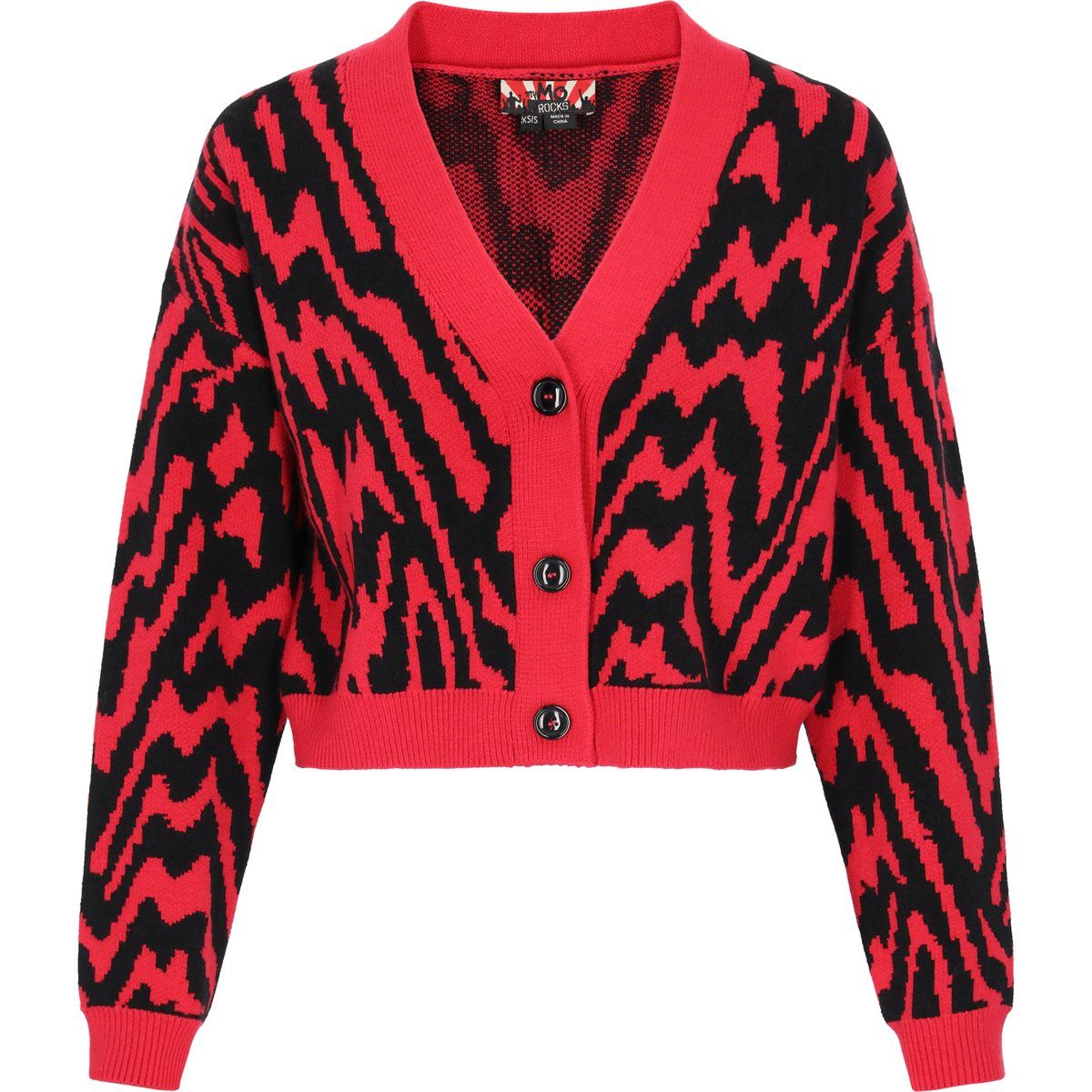 Kurze Strickjacke mit abstraktem Muster