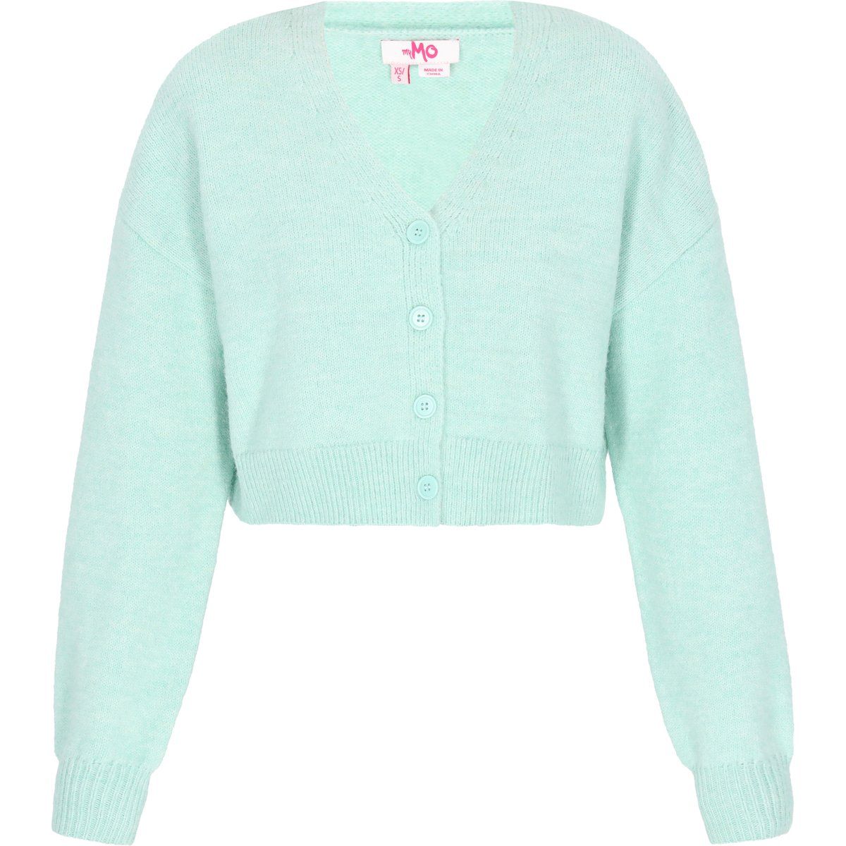 Kurze Strickjacke in Melange-Optik