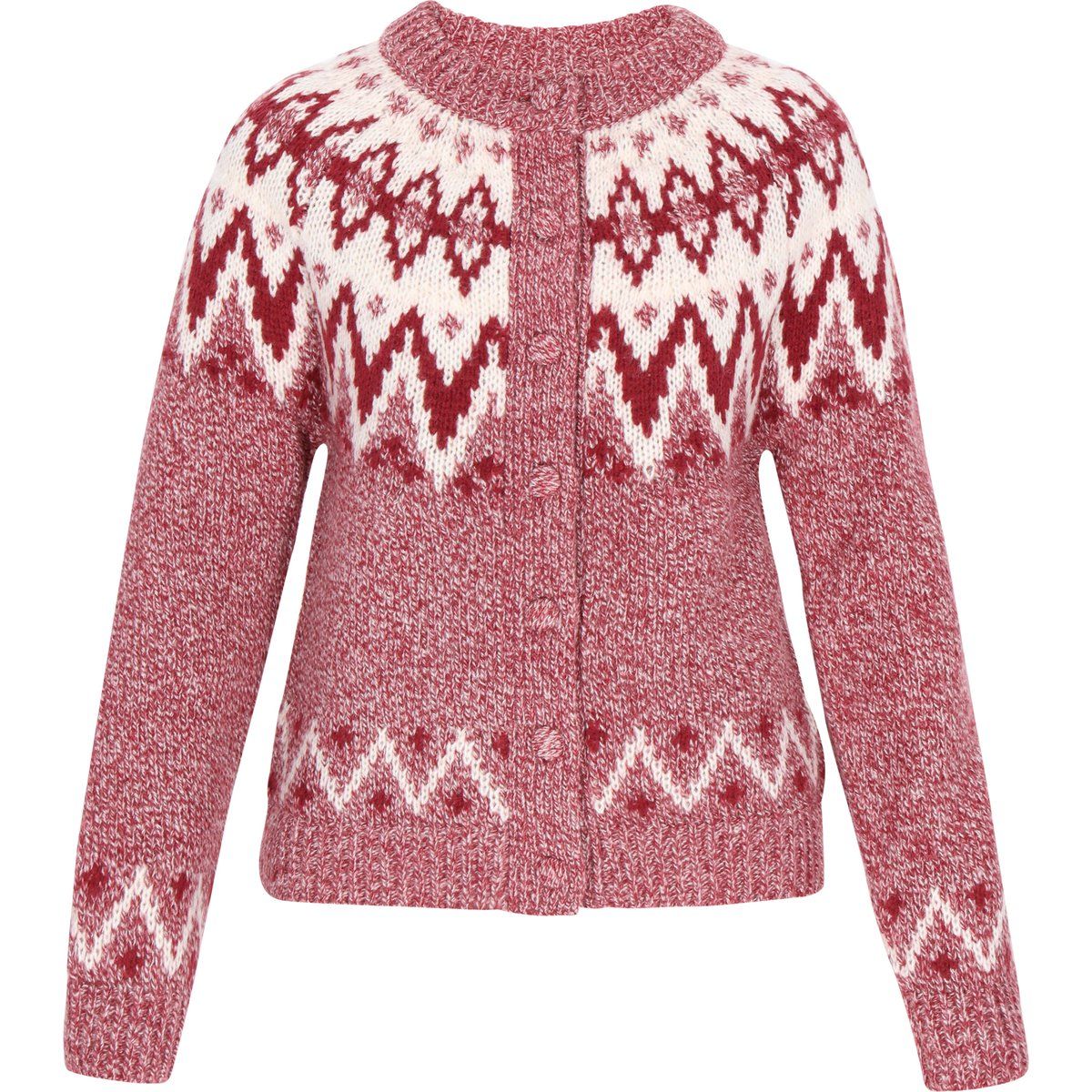 Strickjacke mit Norwegermuster und Knopfleiste