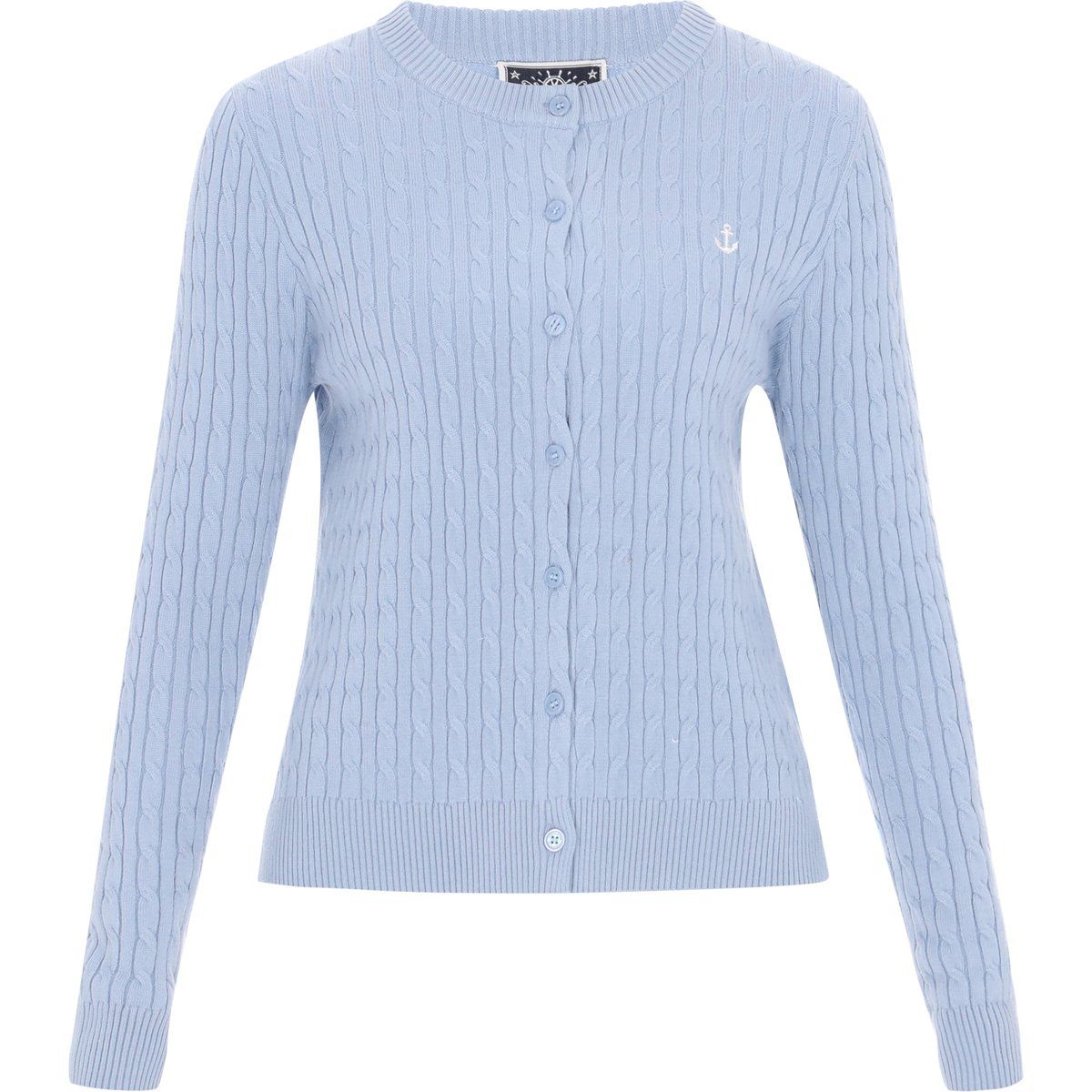 Zopfstrick-Cardigan mit Anker-Stickerei