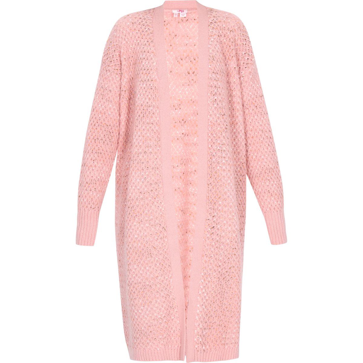 Oversized Melange-Strickcardigan mit offener Front
