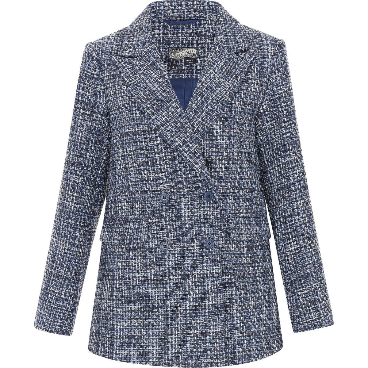 Zweireihiger Melange-Tweed-Blazer