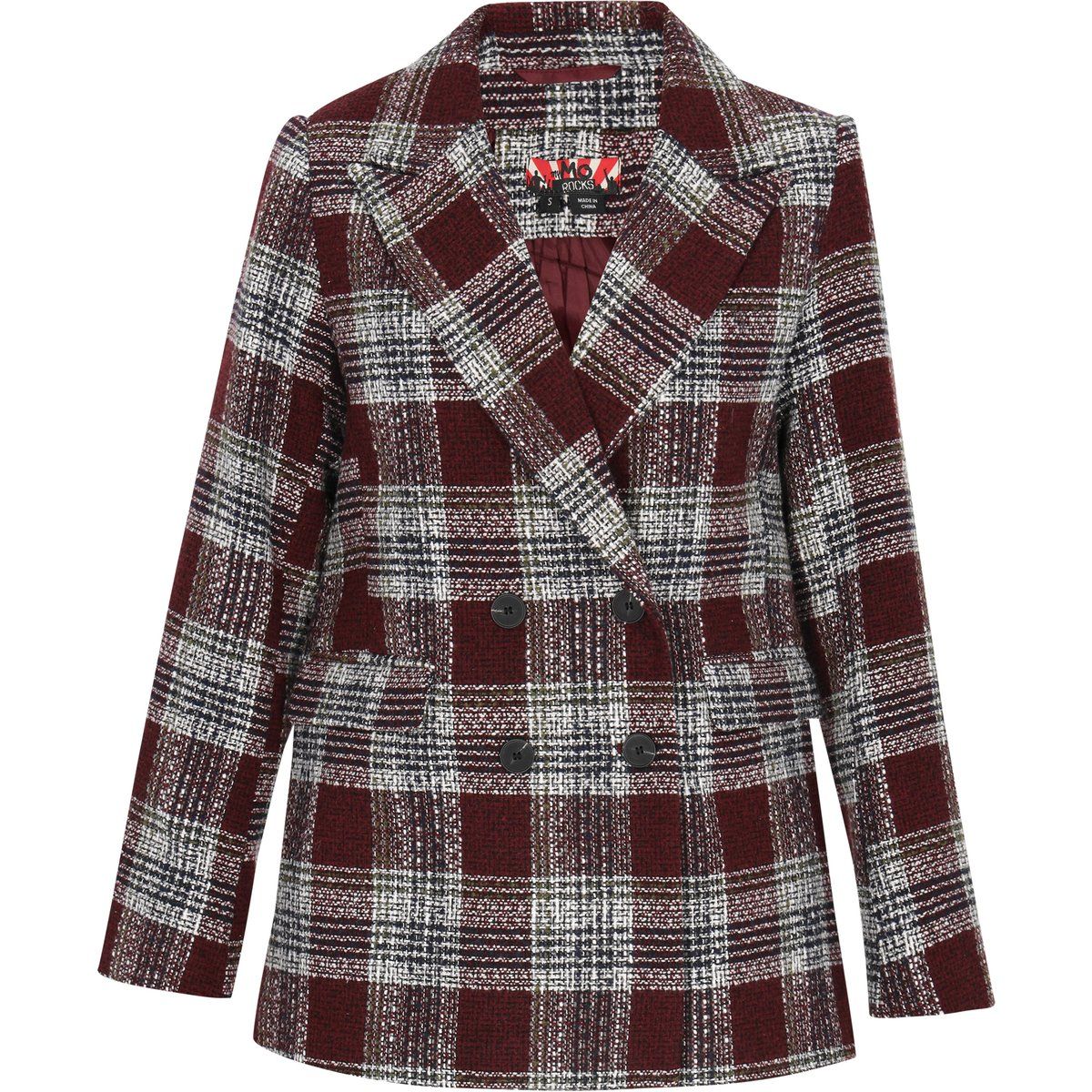 Zweireihiger Tweed-Blazer mit Karomuster