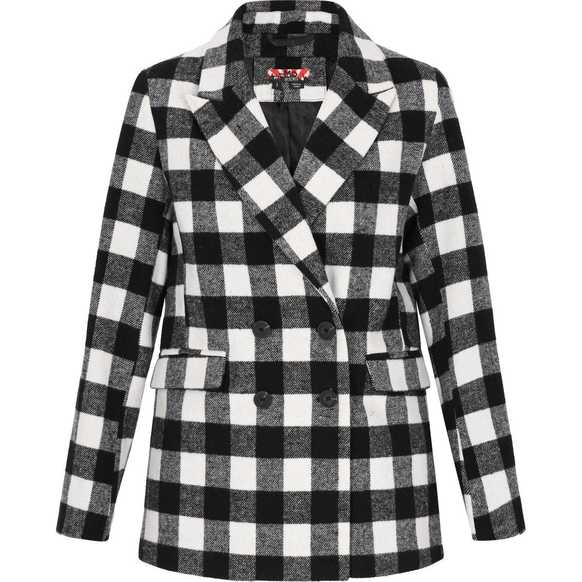 Zweireihiger Blazer mit Gingham-Karo