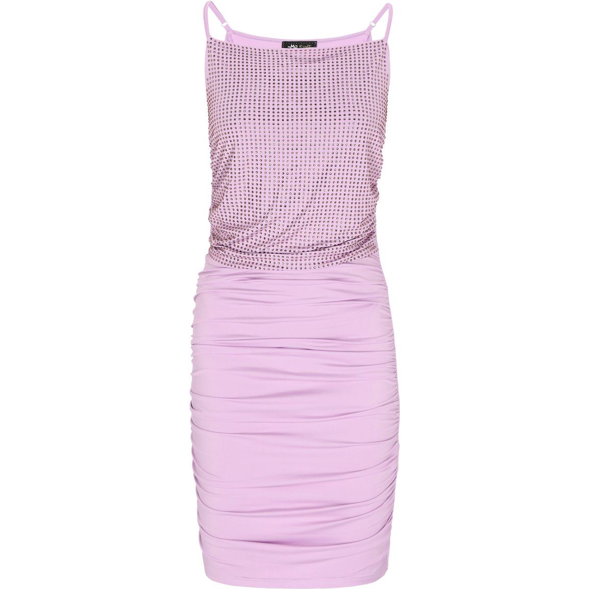 Strassbesetztes Mini-Kleid mit Raffungen