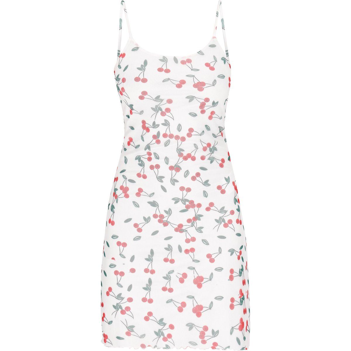 Mesh-Minikleid mit Kirschprint