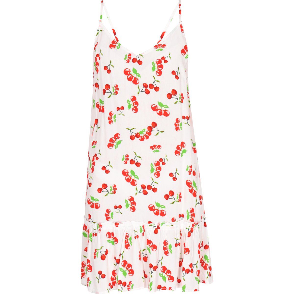 Minikleid mit Kirschprint und Volants