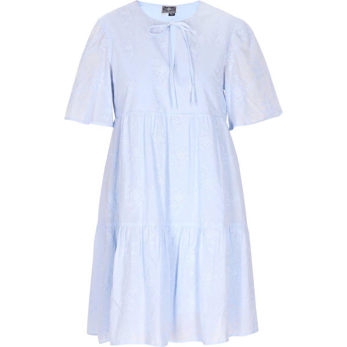 Gestuftes Minikleid mit Stickerei und Schleife