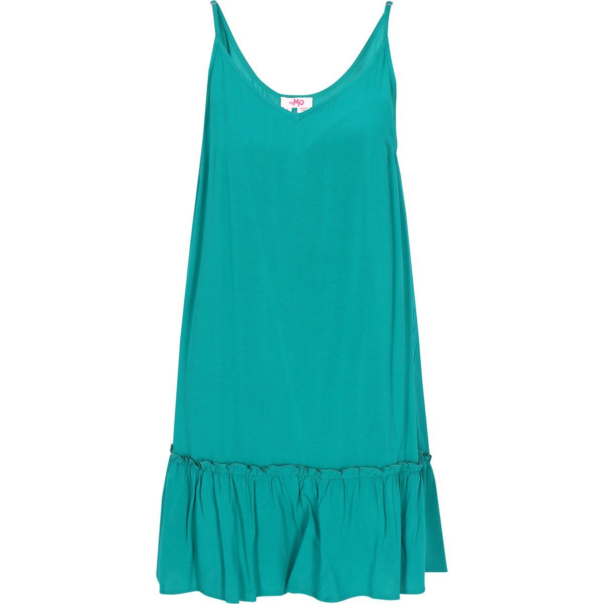 Lockeres V-Ausschnitt-Minikleid mit Volantsaum