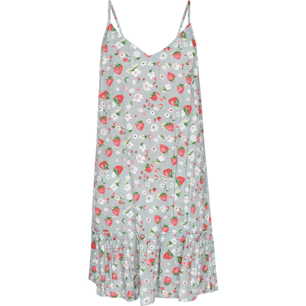 Minikleid mit Erdbeer-Print und Volant