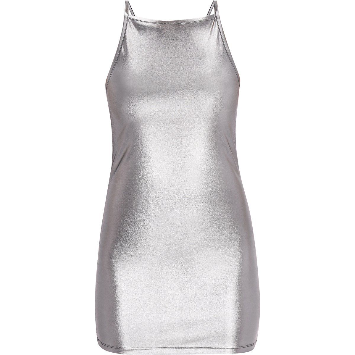 Metallisches Minikleid mit Stehkragen