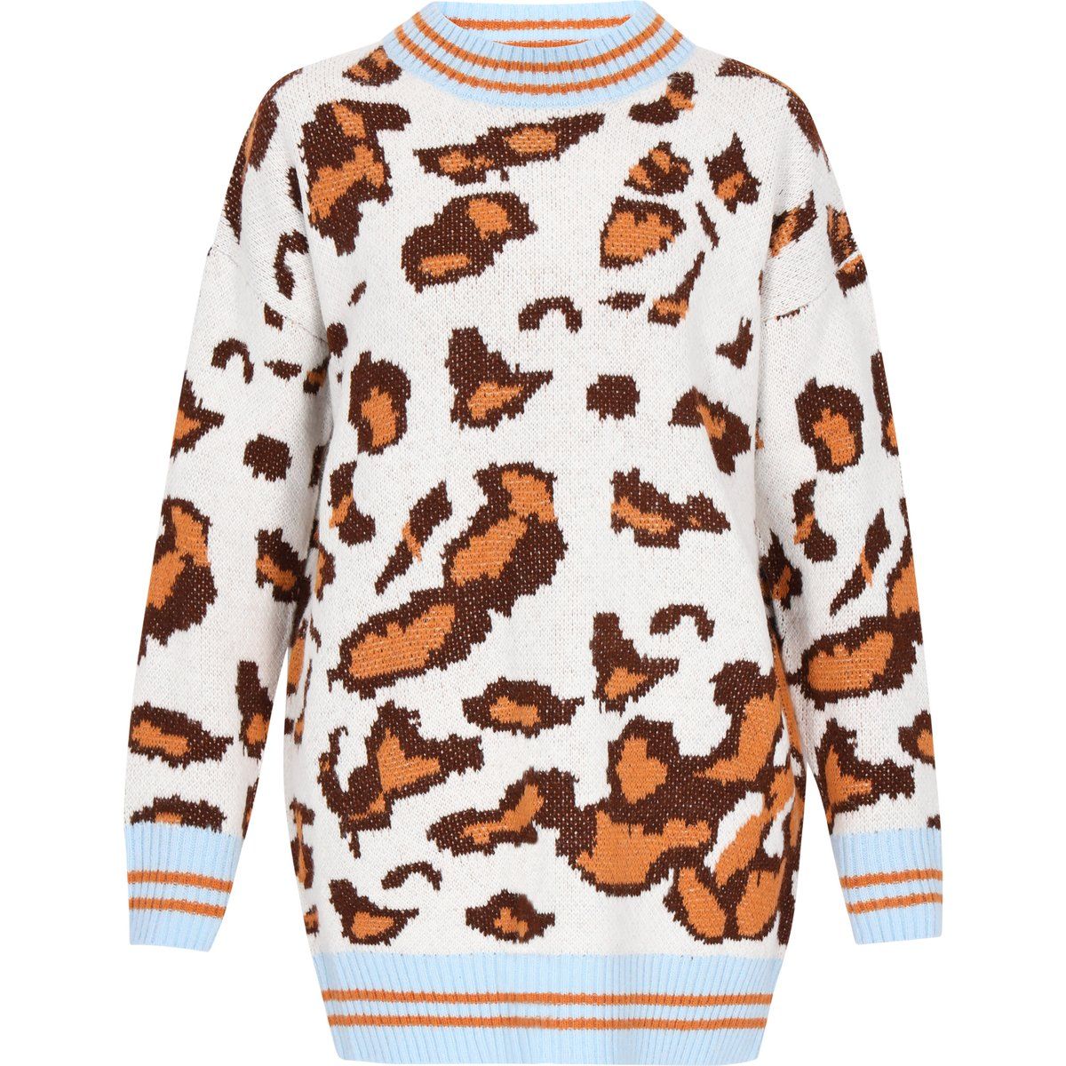 Oversized Leopard-Strickkleid in Minilänge