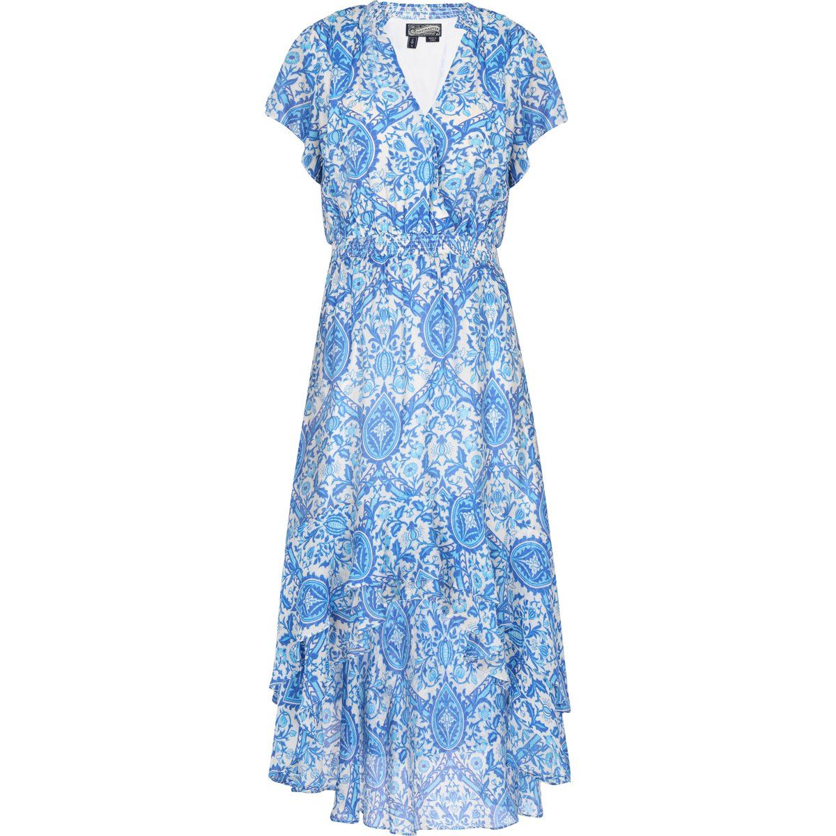 Midi-Kleid mit Paisleymuster und Volants