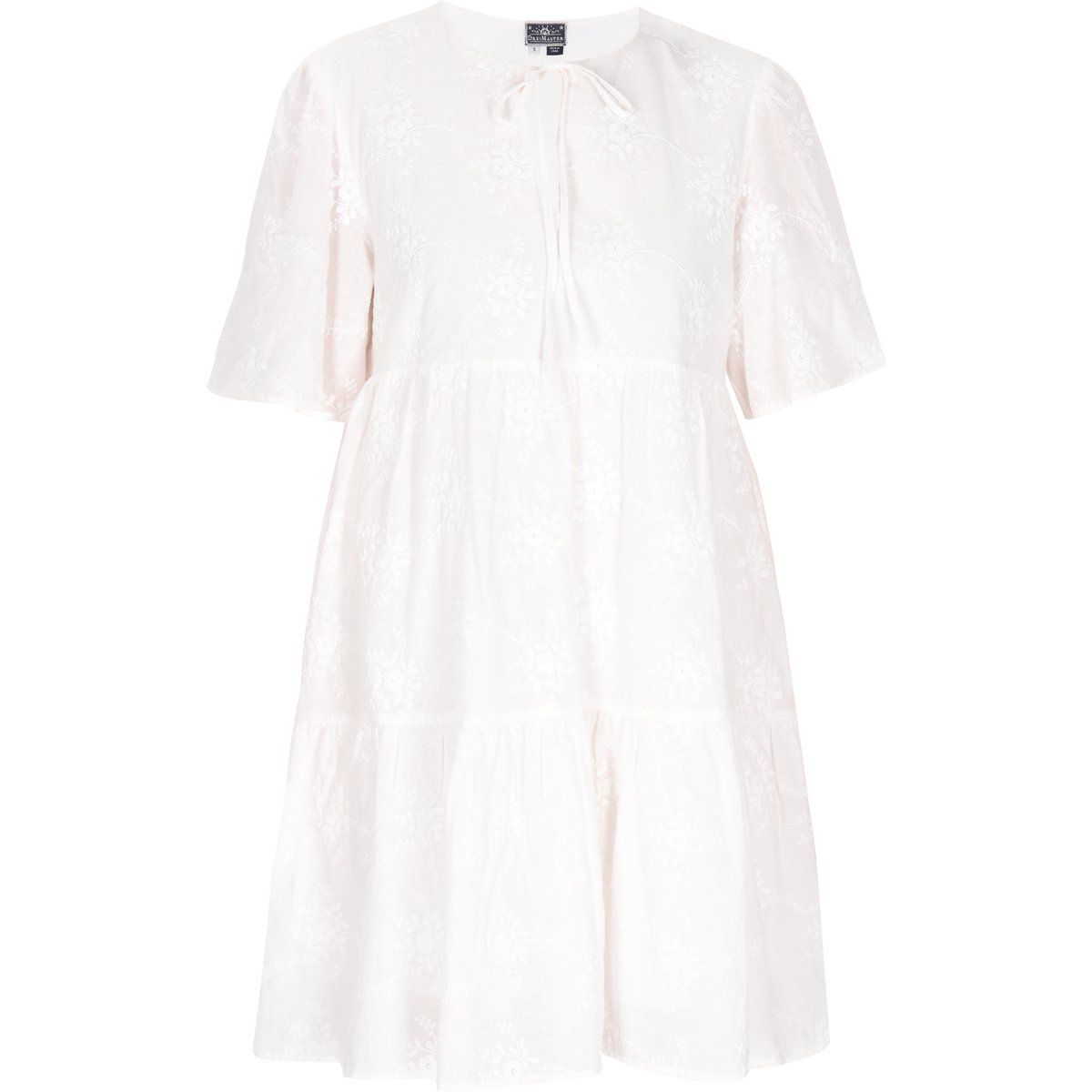 Gestuftes Minikleid mit Ton-in-Ton-Stickerei