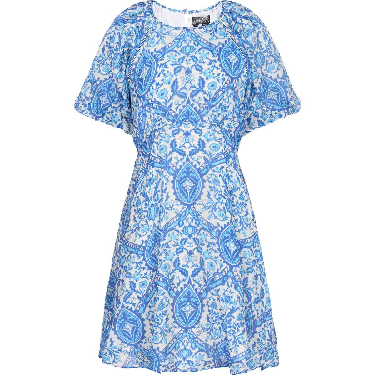 Paisley-Minikleid mit Puffärmeln