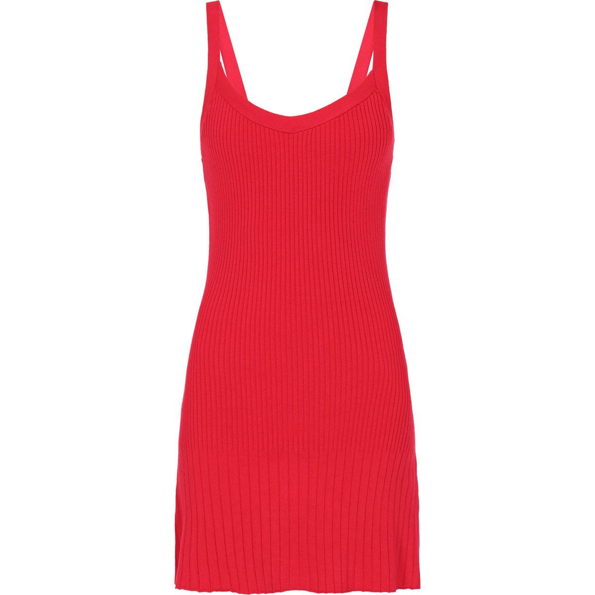 Geripptes Minikleid mit U-Ausschnitt