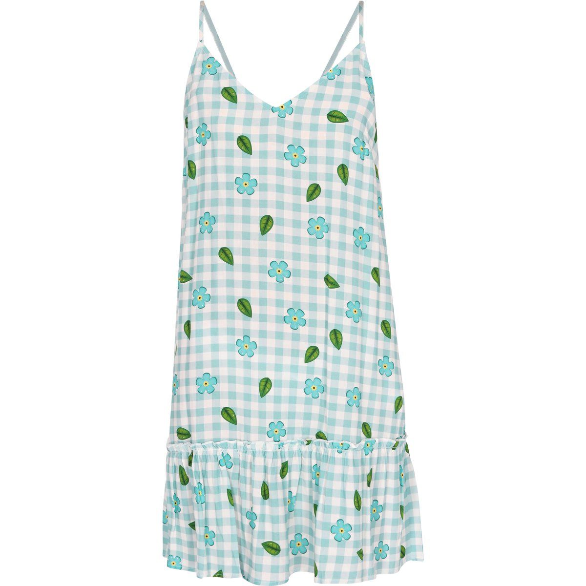 Minikleid mit Vichy-Karo und Blumen
