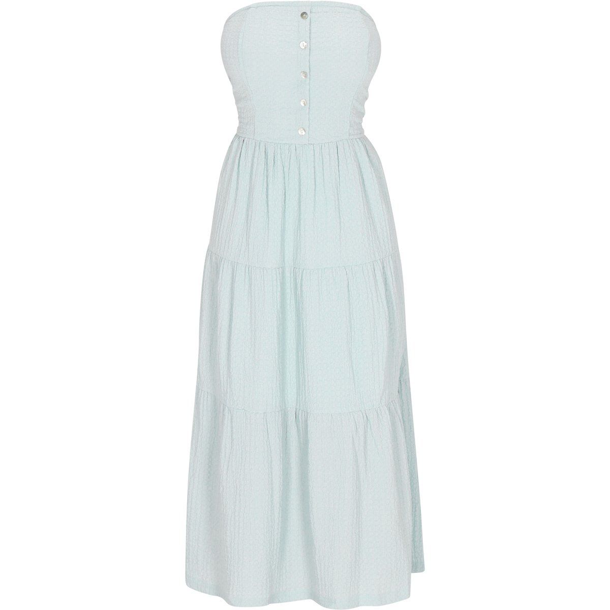 Schulterfreies Maxikleid mit Stufensaum