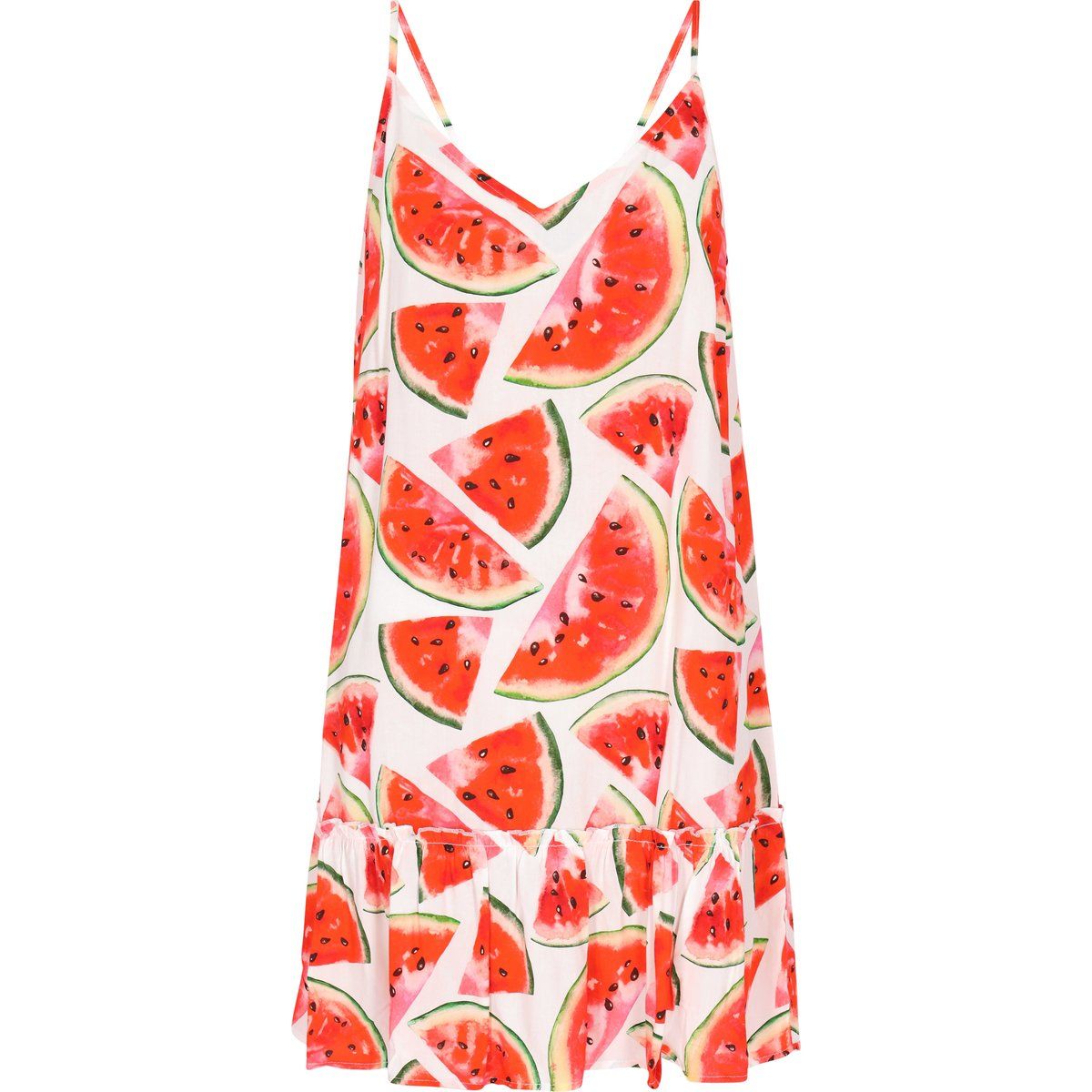 Mini-Kleid mit Wassermelonen-Print und Rüschen
