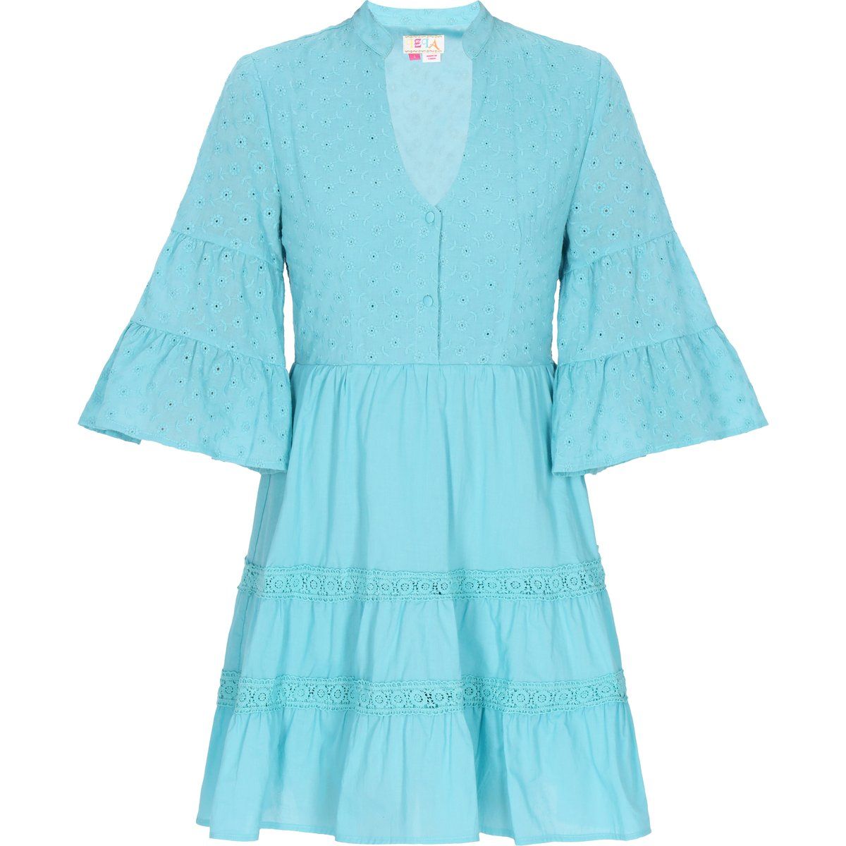 Besticktes Boho-Minikleid mit Lochstickerei