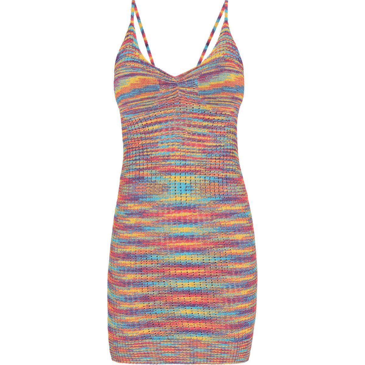Boho-Minikleid mit Ajour-Strickmuster