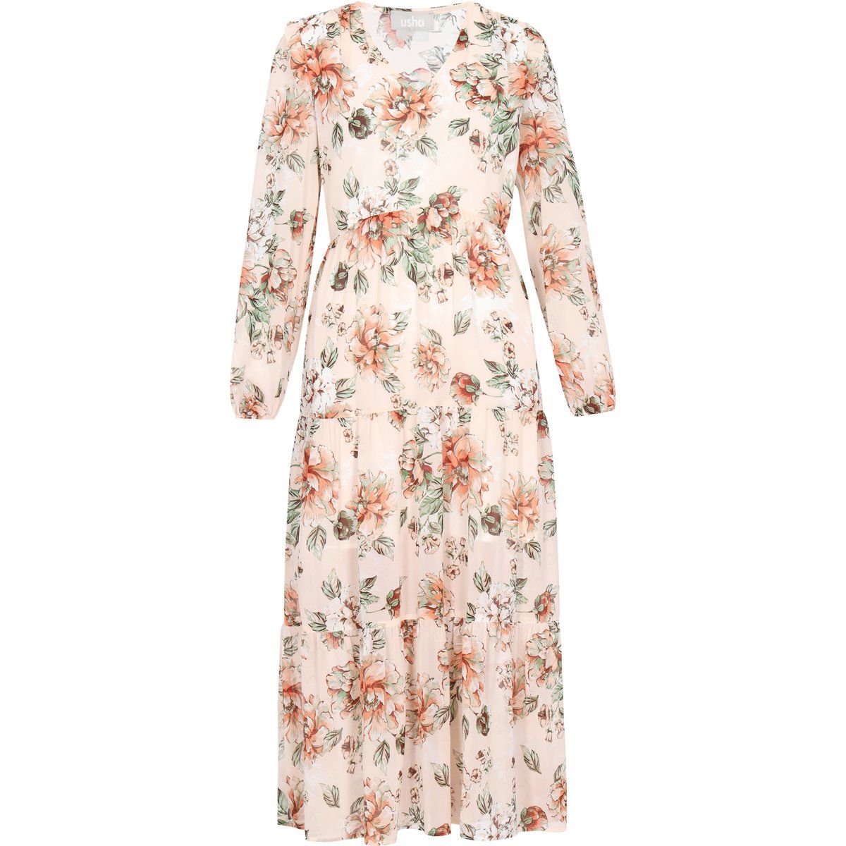 Gestuftes Maxikleid mit Blumenmuster