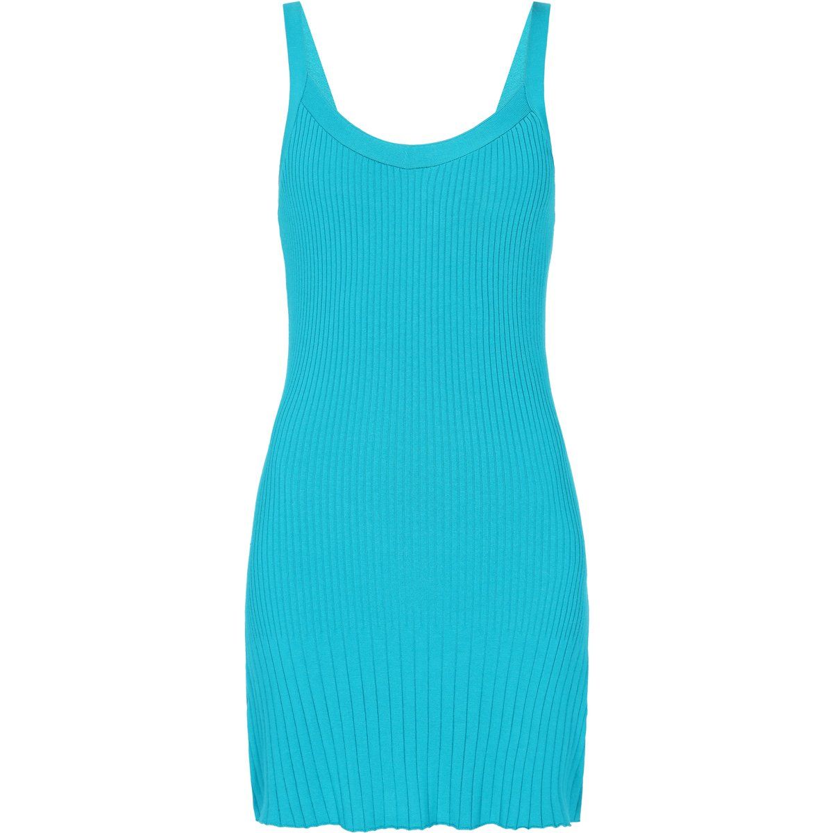 Geripptes Strick-Mini-Kleid mit Trägern