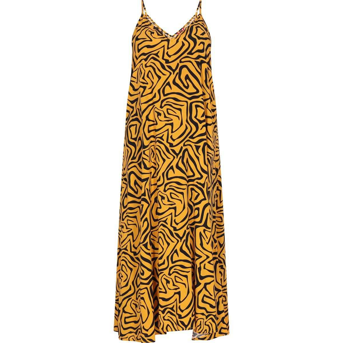 Abstraktes Maxikleid mit V-Ausschnitt