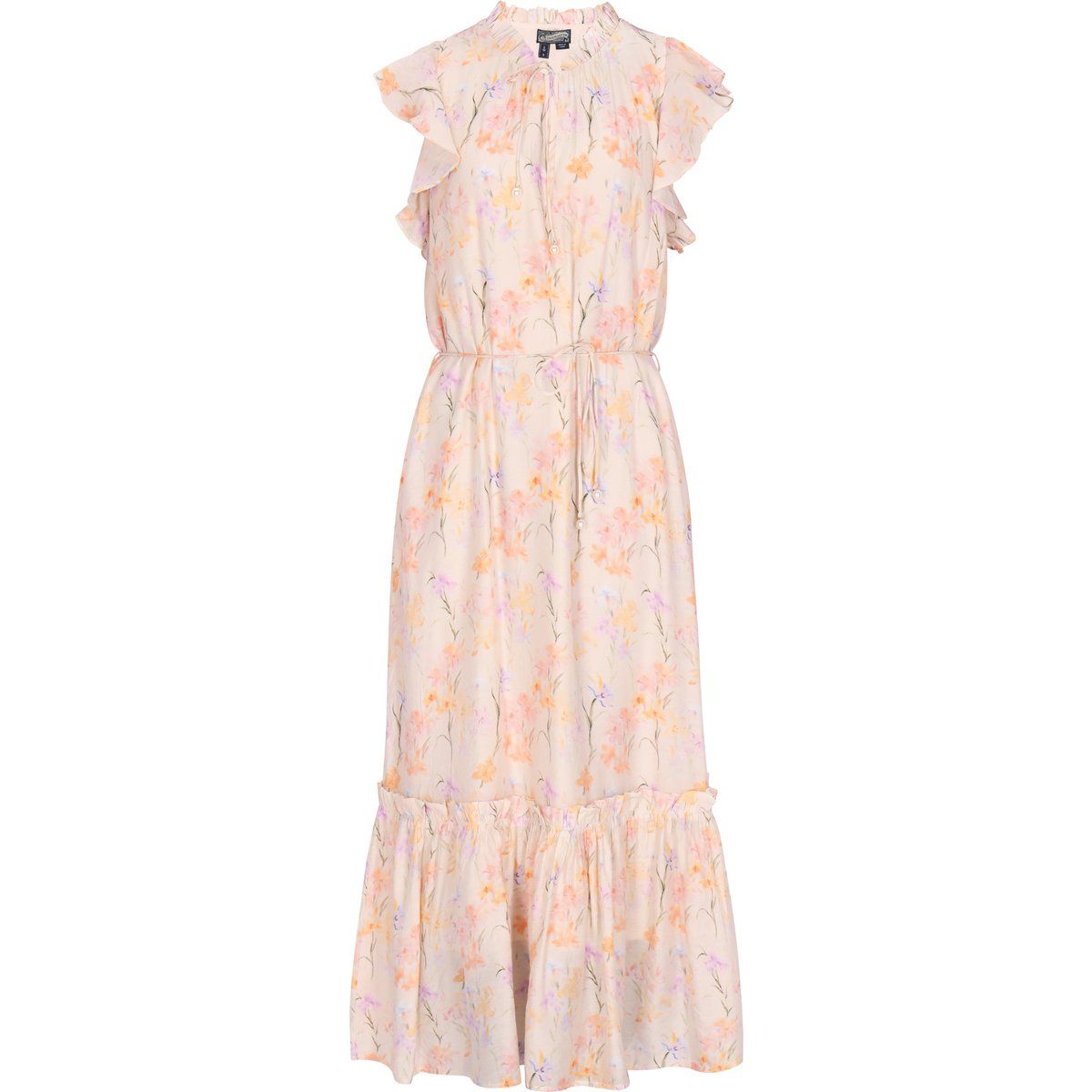 Luftiges Blumen-Maxikleid mit Volantärmeln