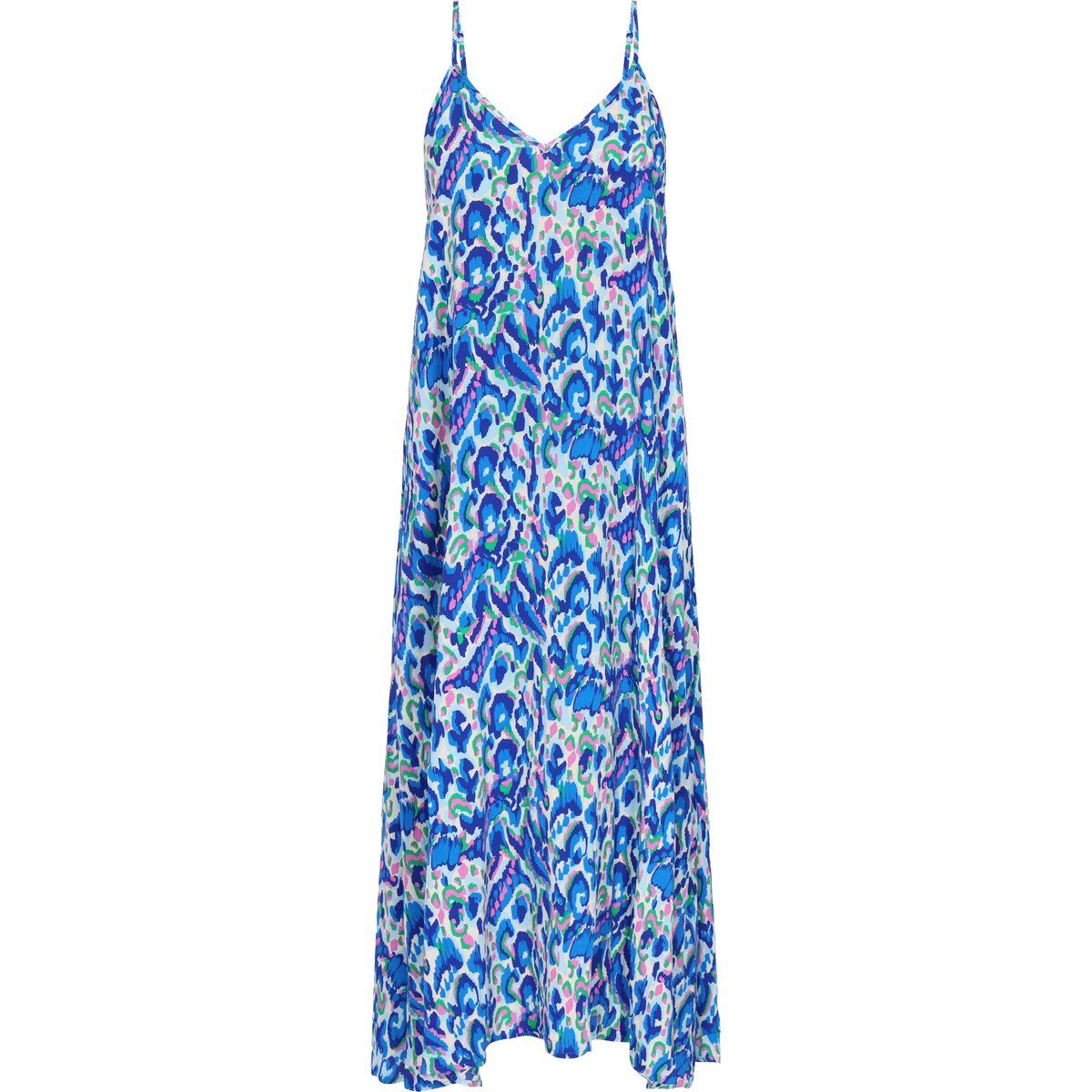 Maxikleid mit abstraktem Print und Spaghettiträgern