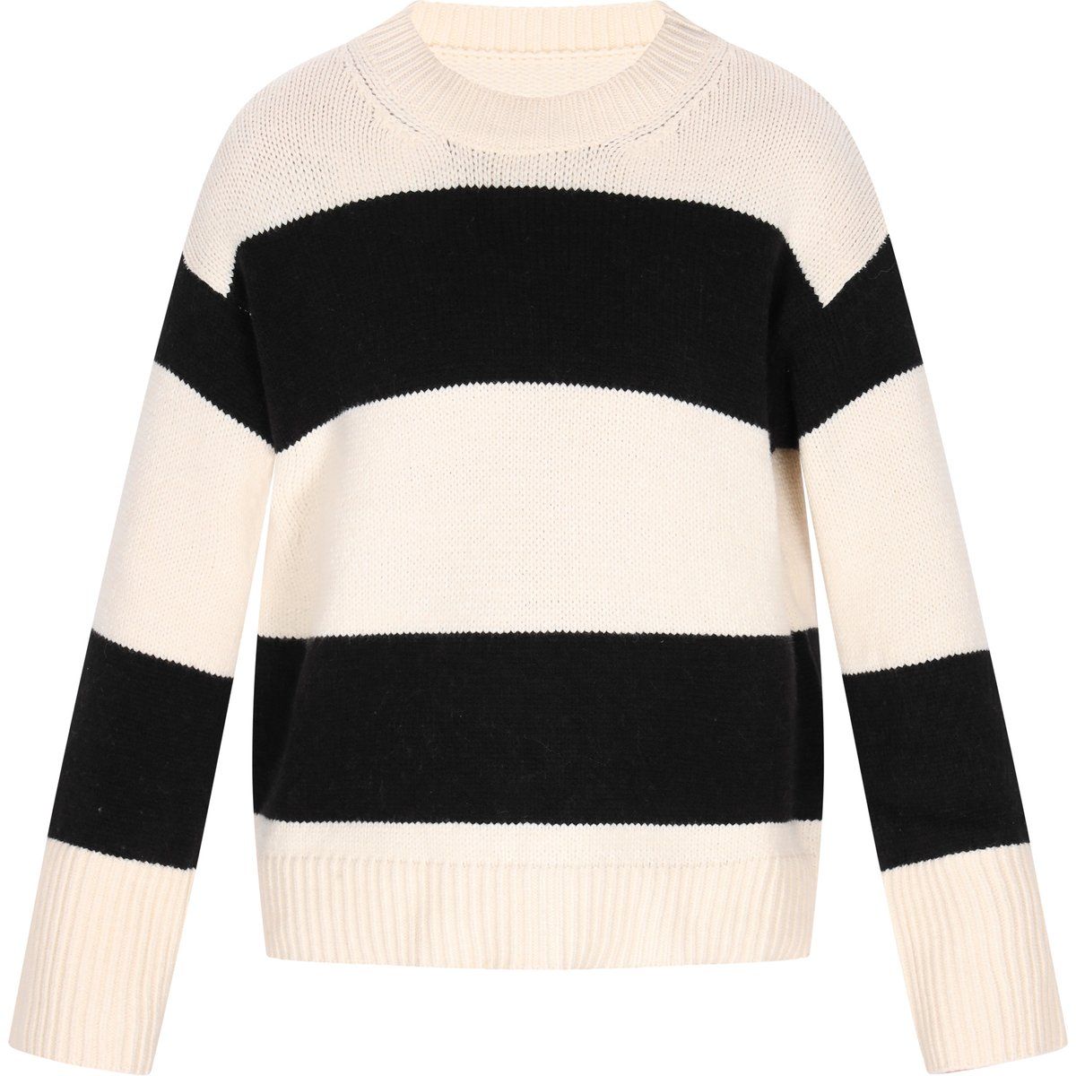 Gestreifter Strickpullover mit Rundhalsausschnitt